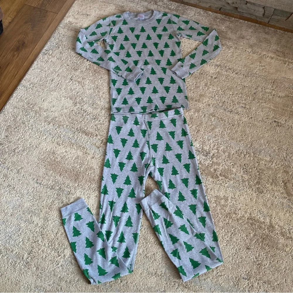 Hanna Andersson Long John Pajama Set Pine Trees Print Long Sleeve Organic Cotton